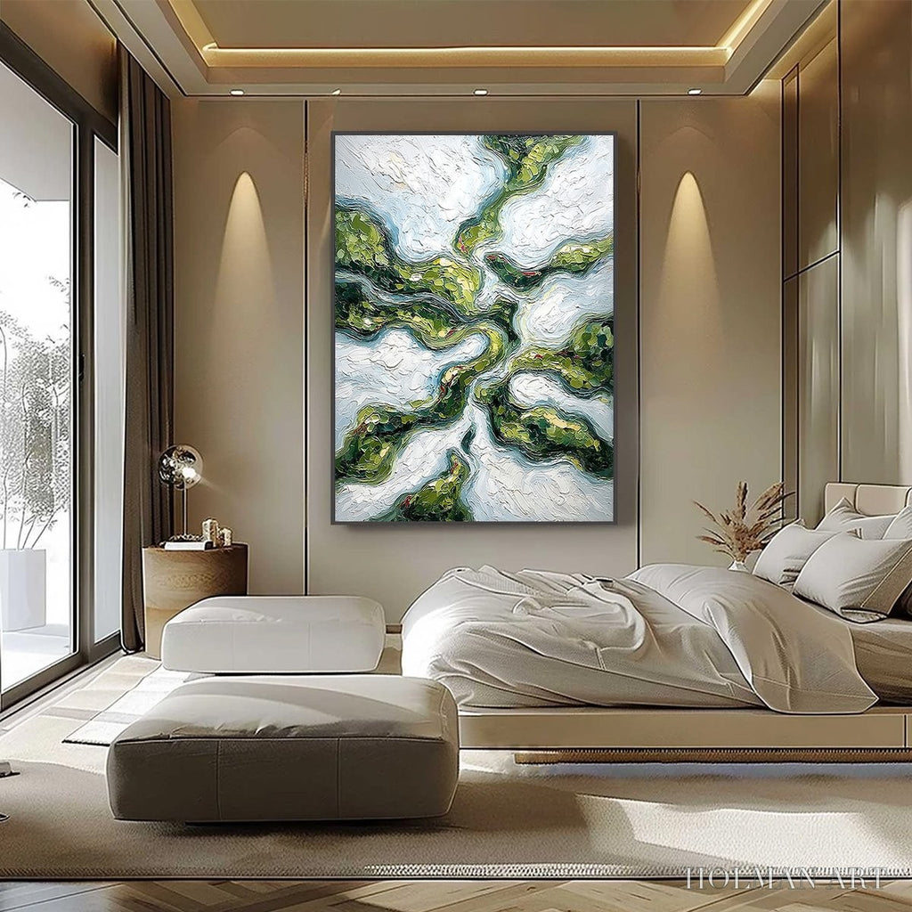 HOLMAN ART Verdant Flow – Abstract Green Impasto Landscape Oil Painting - image 6