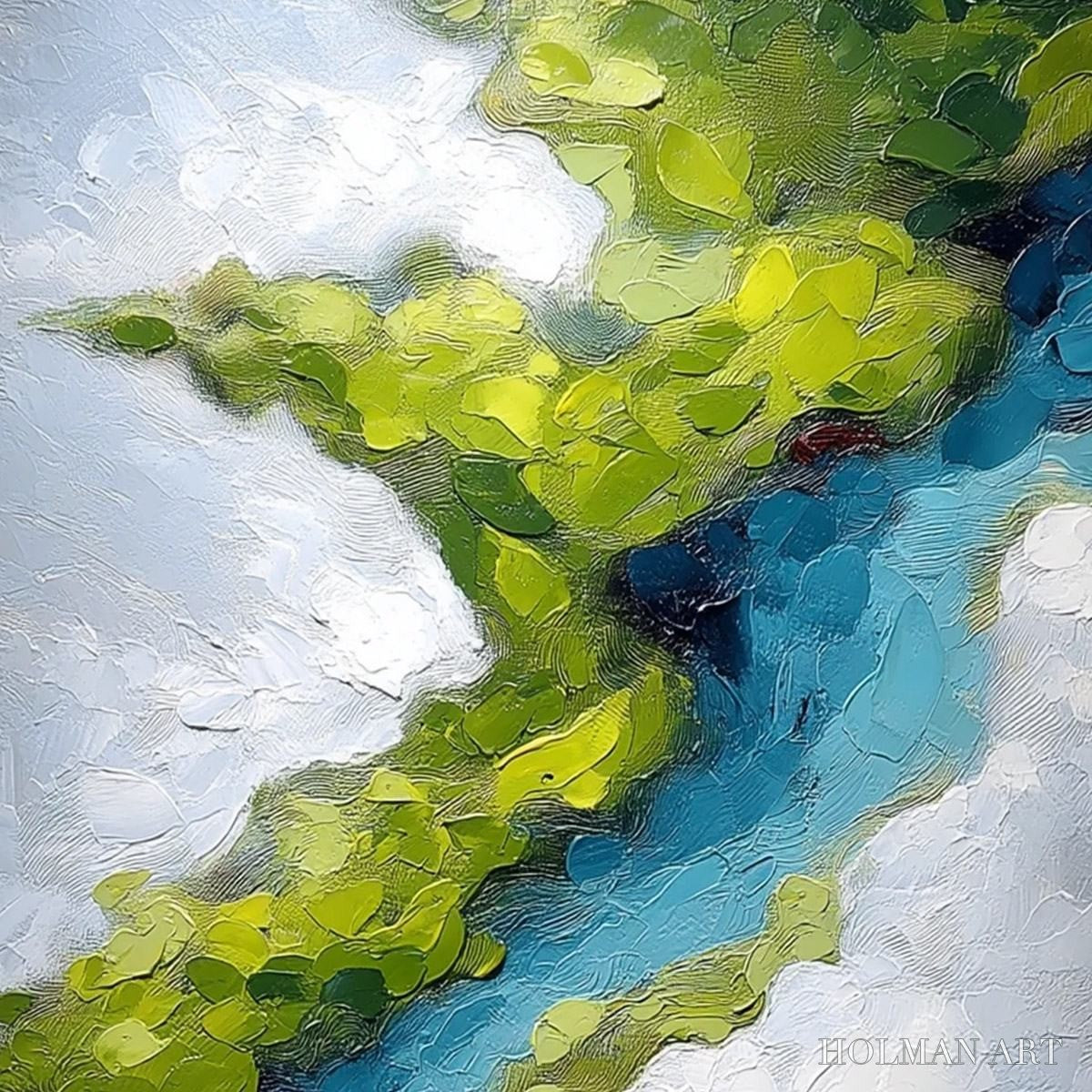 HOLMAN ART Aerial Reverie – Textured Abstract Aerial River Landscape Painting - image 3