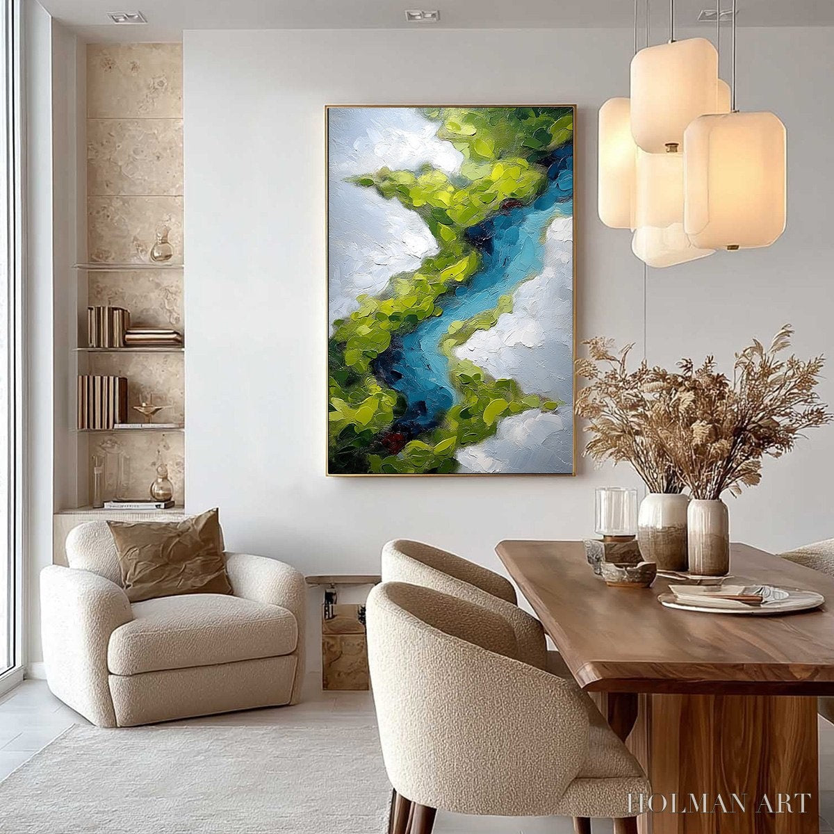 HOLMAN ART Aerial Reverie – Textured Abstract Aerial River Landscape Painting - image 4