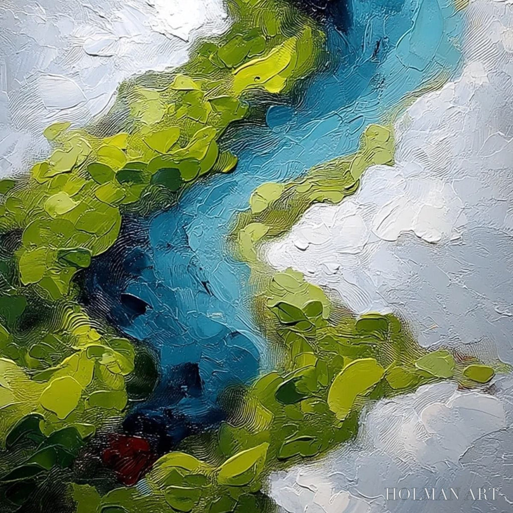 HOLMAN ART Aerial Reverie – Textured Abstract Aerial River Landscape Painting - image 5