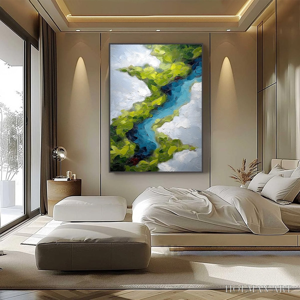HOLMAN ART Aerial Reverie – Textured Abstract Aerial River Landscape Painting - image 6