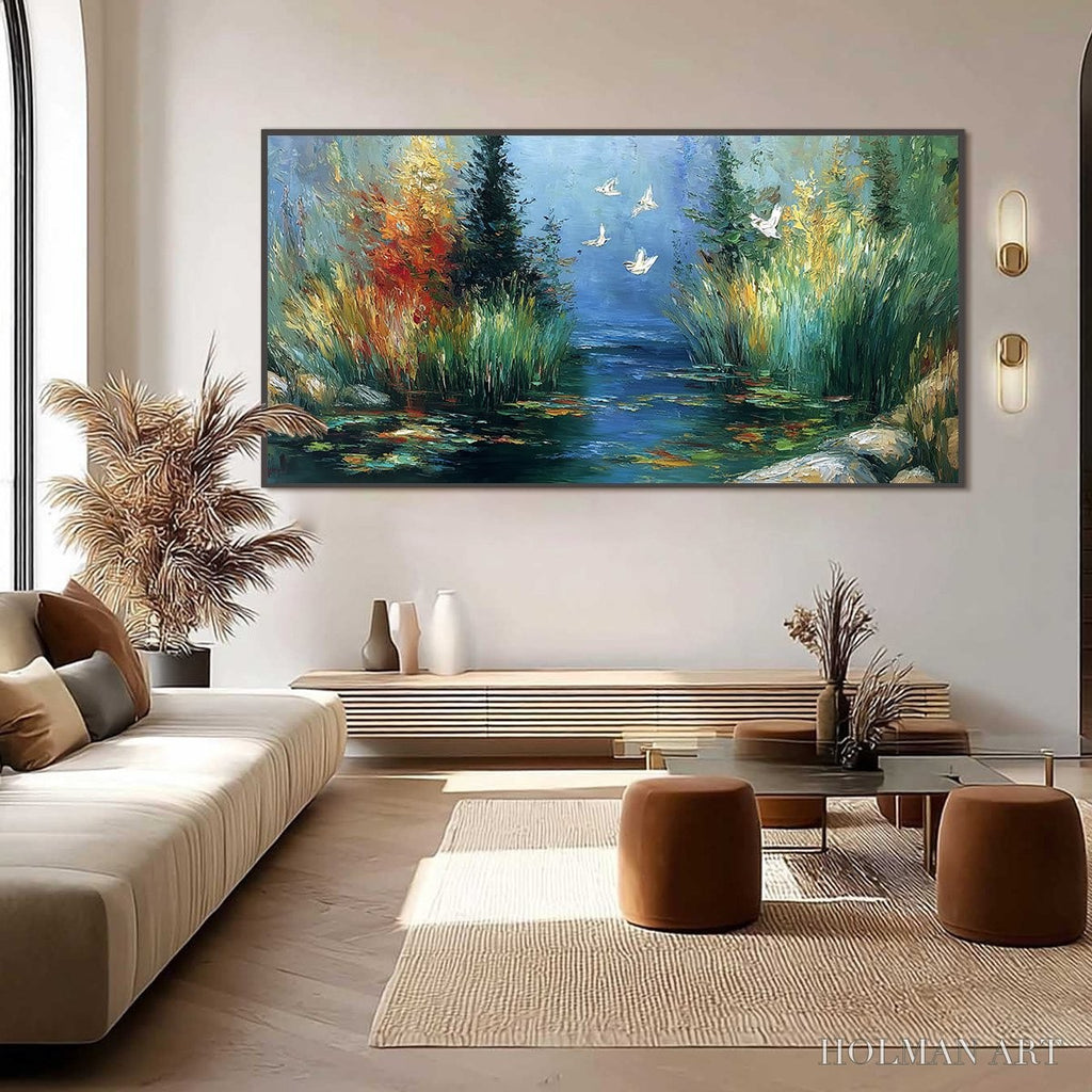 HOLMAN ART Serene Flight – Textured Impasto Landscape Painting of a River Sanctuary - image 6
