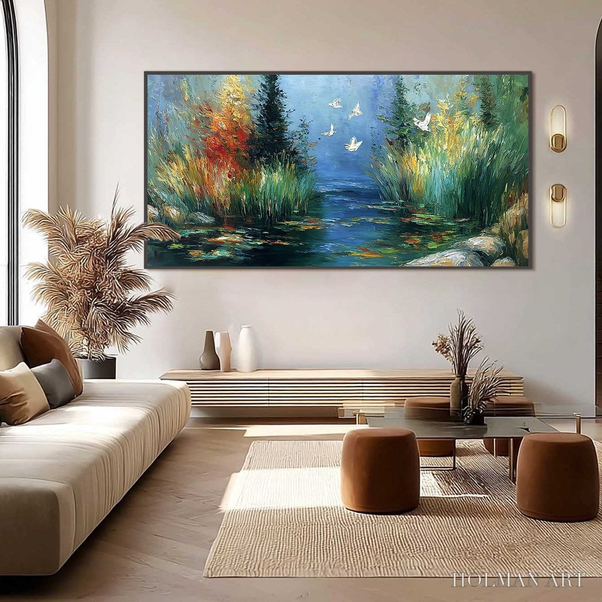 HOLMAN ART Serene Flight – Textured Impasto Landscape Painting of a River Sanctuary - image 6