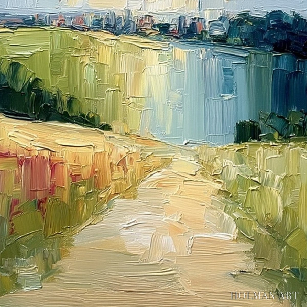 HOLMAN ART Coastal Promenade – Textured Palette Knife Impasto Landscape Painting - image 3