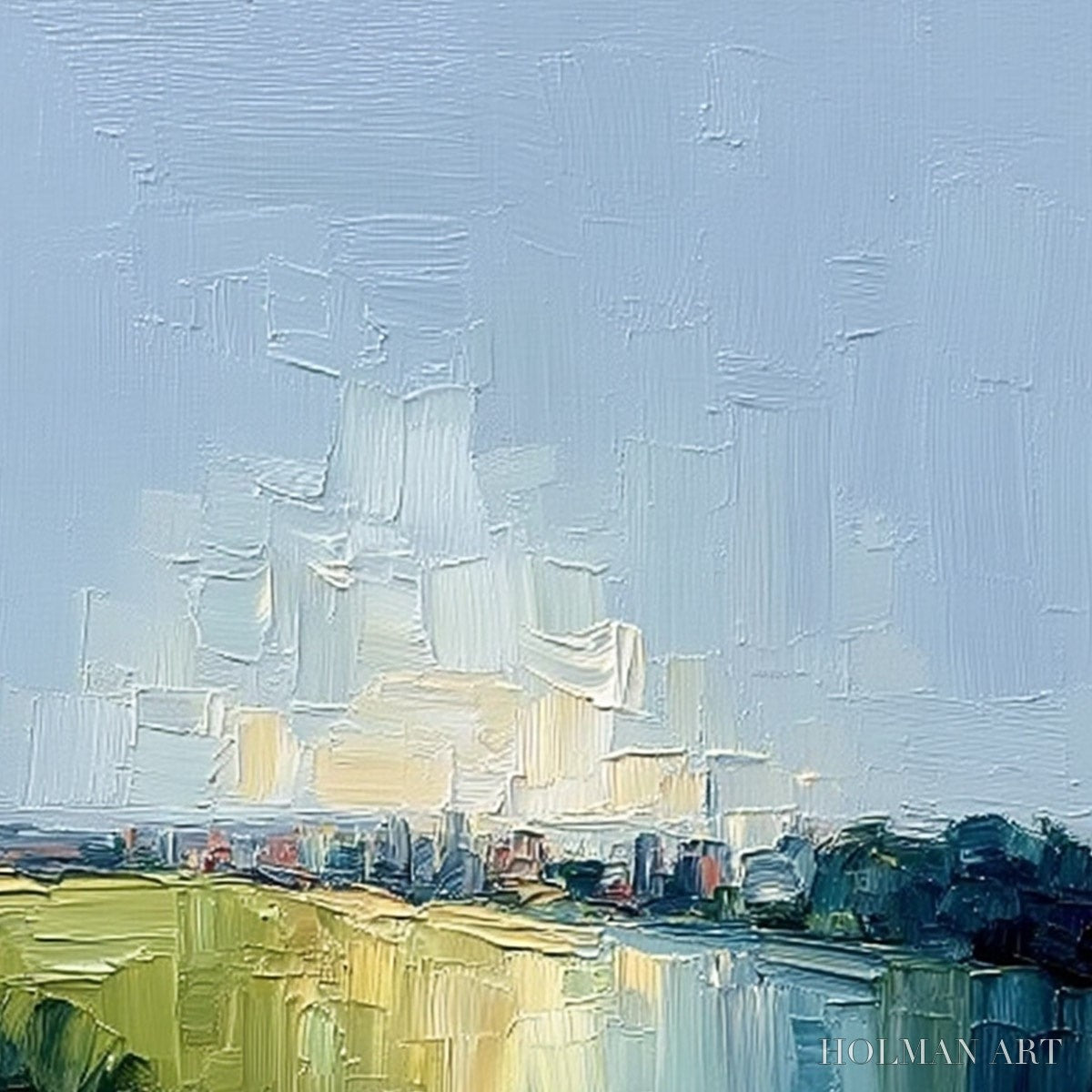 HOLMAN ART Coastal Promenade – Textured Palette Knife Impasto Landscape Painting - image 5