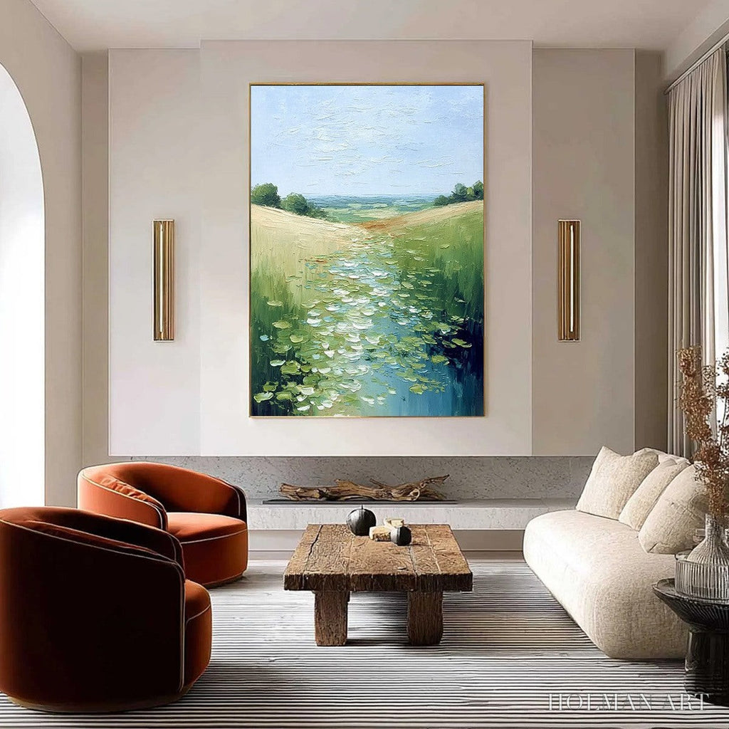 HOLMAN ART Verdant Path – Textured Impasto Landscape Painting of a Lilypad Stream - image 2