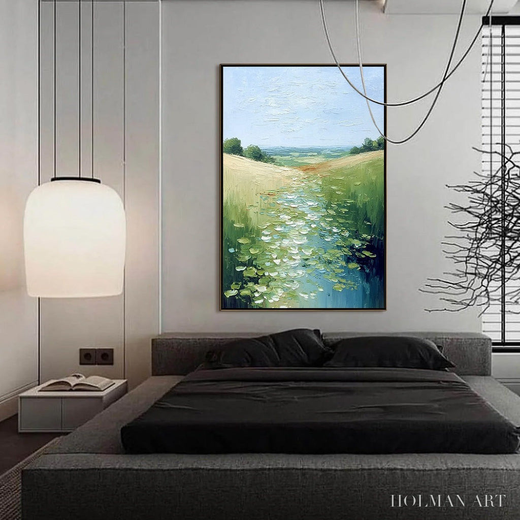HOLMAN ART Verdant Path – Textured Impasto Landscape Painting of a Lilypad Stream - image 4