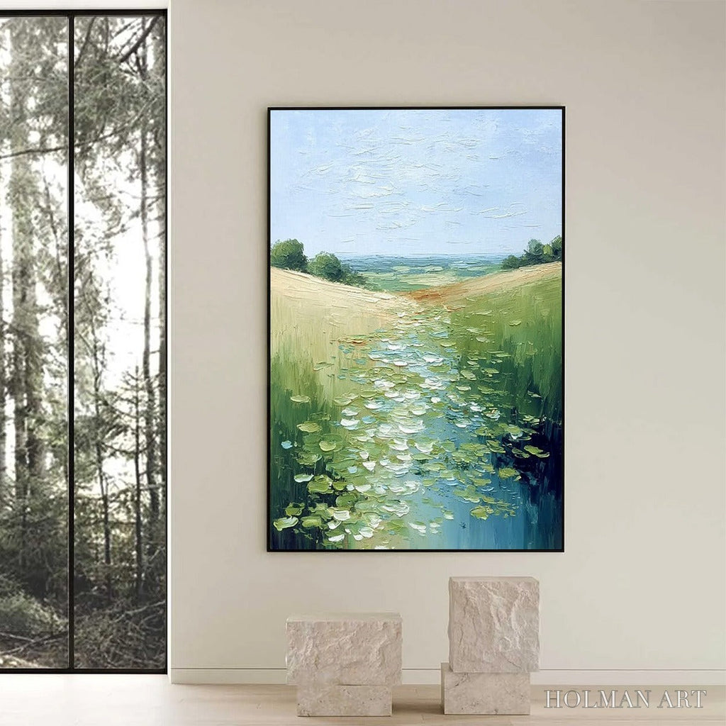 HOLMAN ART Verdant Path – Textured Impasto Landscape Painting of a Lilypad Stream - image 6