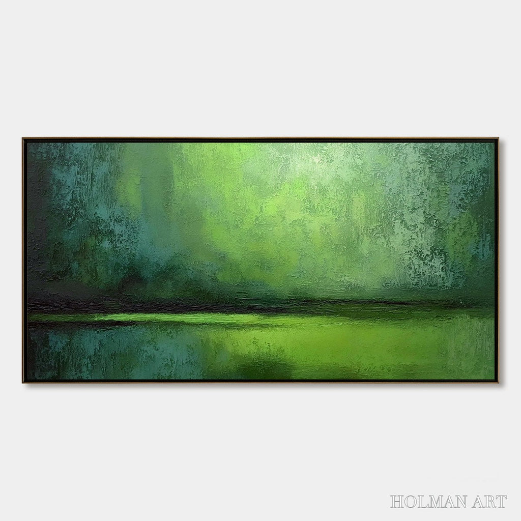 HOLMAN ART Verdant Horizon – Large Textured Green Abstract Landscape Painting - image 1