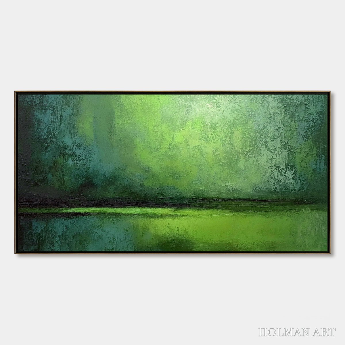 HOLMAN ART Verdant Horizon – Large Textured Green Abstract Landscape Painting - image 1