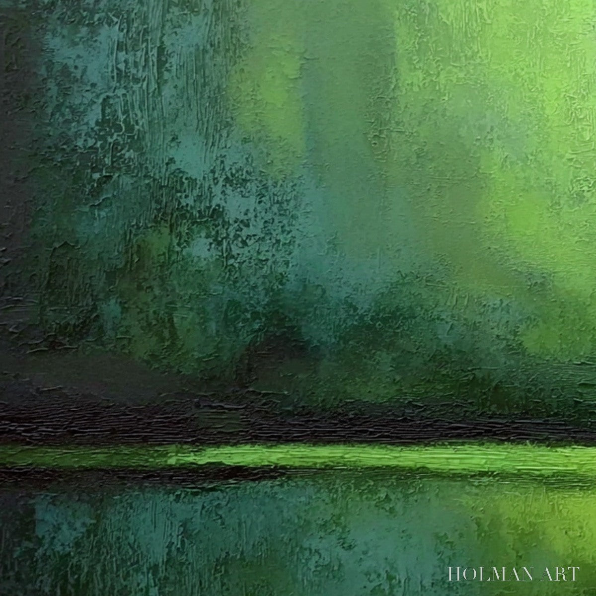 HOLMAN ART Verdant Horizon – Large Textured Green Abstract Landscape Painting - image 3