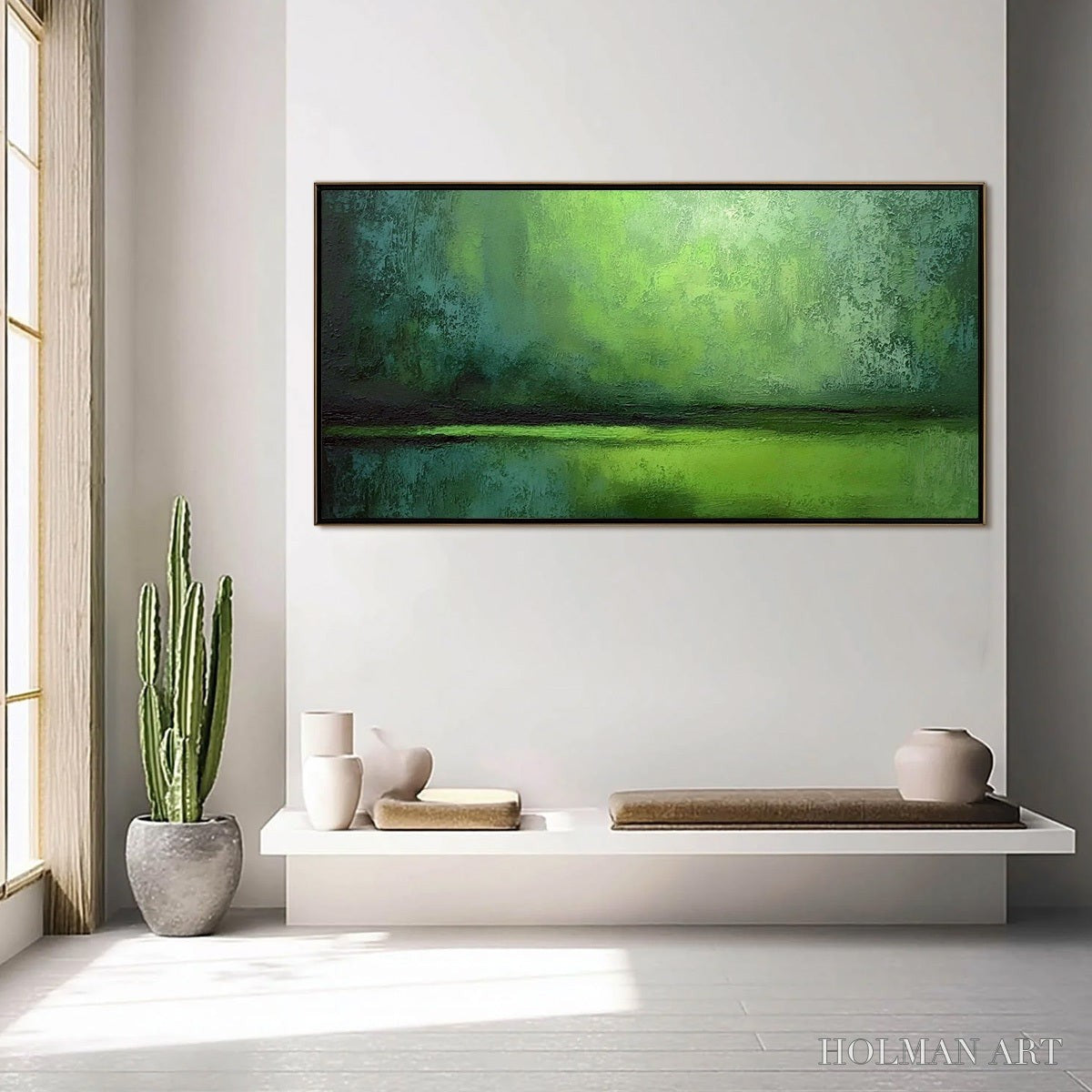 HOLMAN ART Verdant Horizon – Large Textured Green Abstract Landscape Painting - image 4
