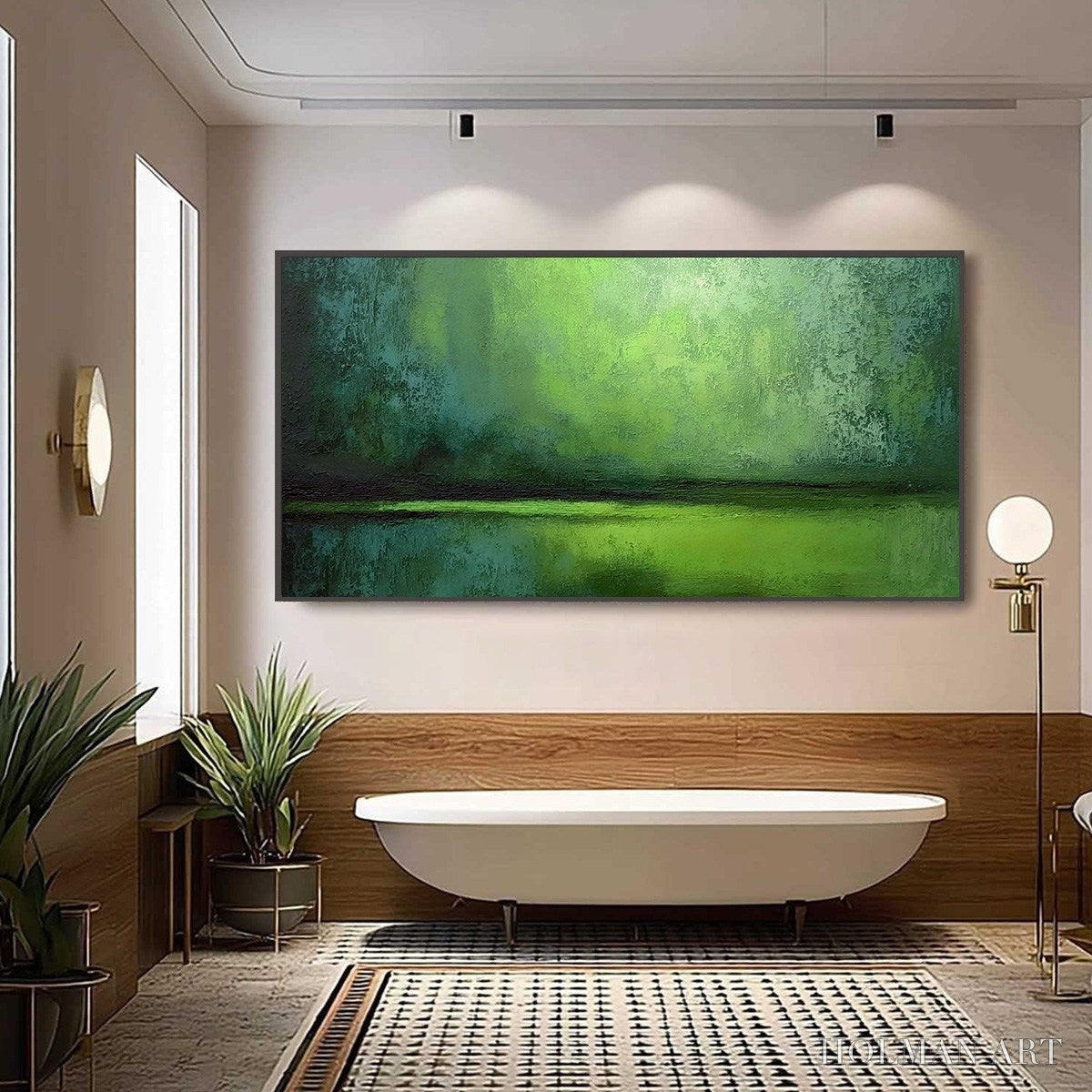 HOLMAN ART Verdant Horizon – Large Textured Green Abstract Landscape Painting - image 6