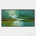 HOLMAN ART Verdant Horizon – Textured Abstract Landscape Painting in Green and Gold - image 1