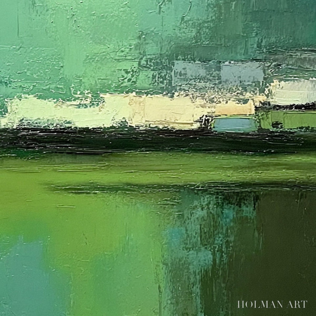 HOLMAN ART Emerald Reflections – Textured Wabi Sabi Abstract Landscape Painting - image 5