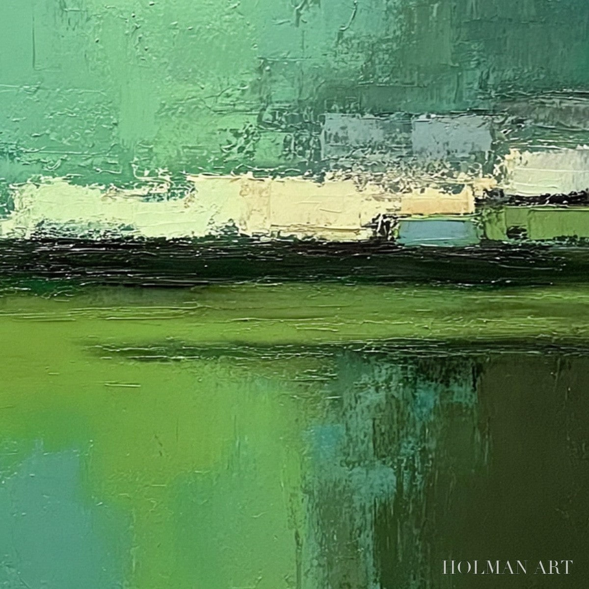 HOLMAN ART Emerald Reflections – Textured Wabi Sabi Abstract Landscape Painting - image 5