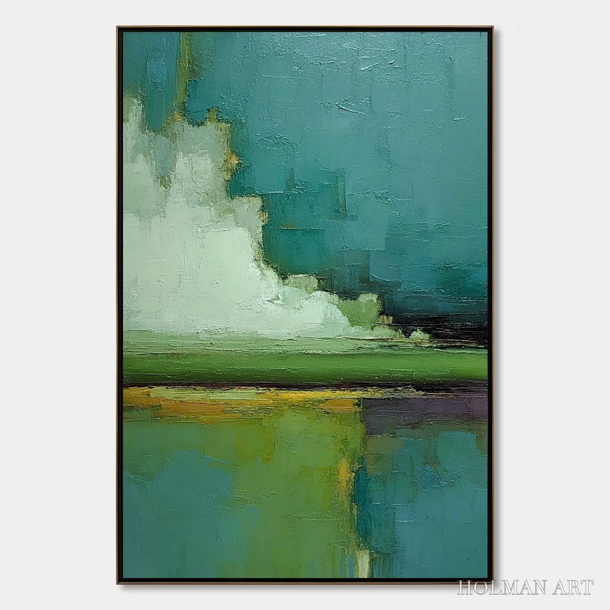 HOLMAN ART Verdant Horizon – Vertical Textured Abstract Landscape Oil Painting - image 1