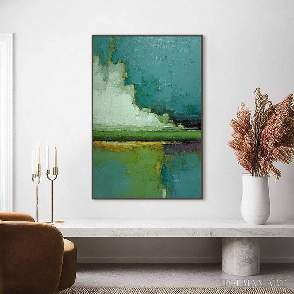 HOLMAN ART Verdant Horizon – Vertical Textured Abstract Landscape Oil Painting - image 2