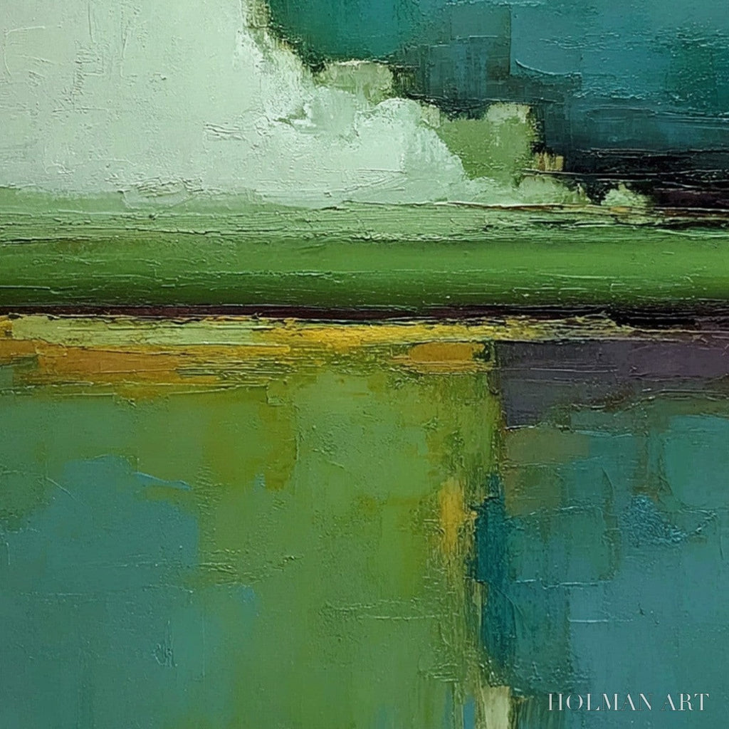 HOLMAN ART Verdant Horizon – Vertical Textured Abstract Landscape Oil Painting - image 3