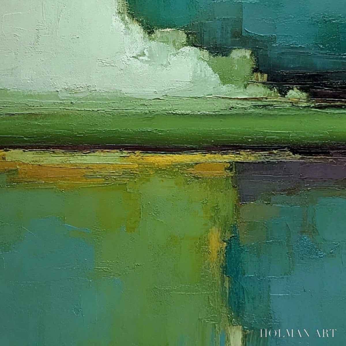 HOLMAN ART Verdant Horizon – Vertical Textured Abstract Landscape Oil Painting - image 3