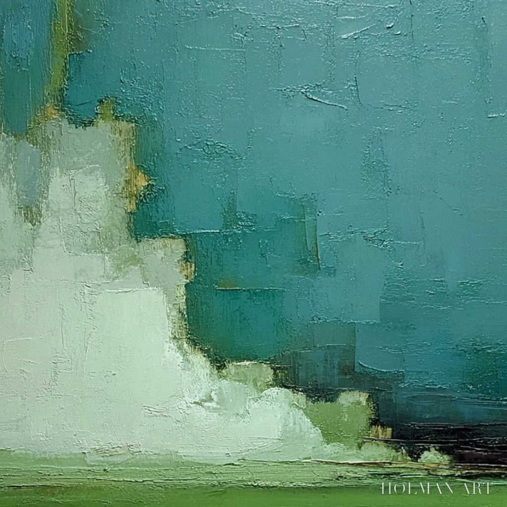 HOLMAN ART Verdant Horizon – Vertical Textured Abstract Landscape Oil Painting - image 5