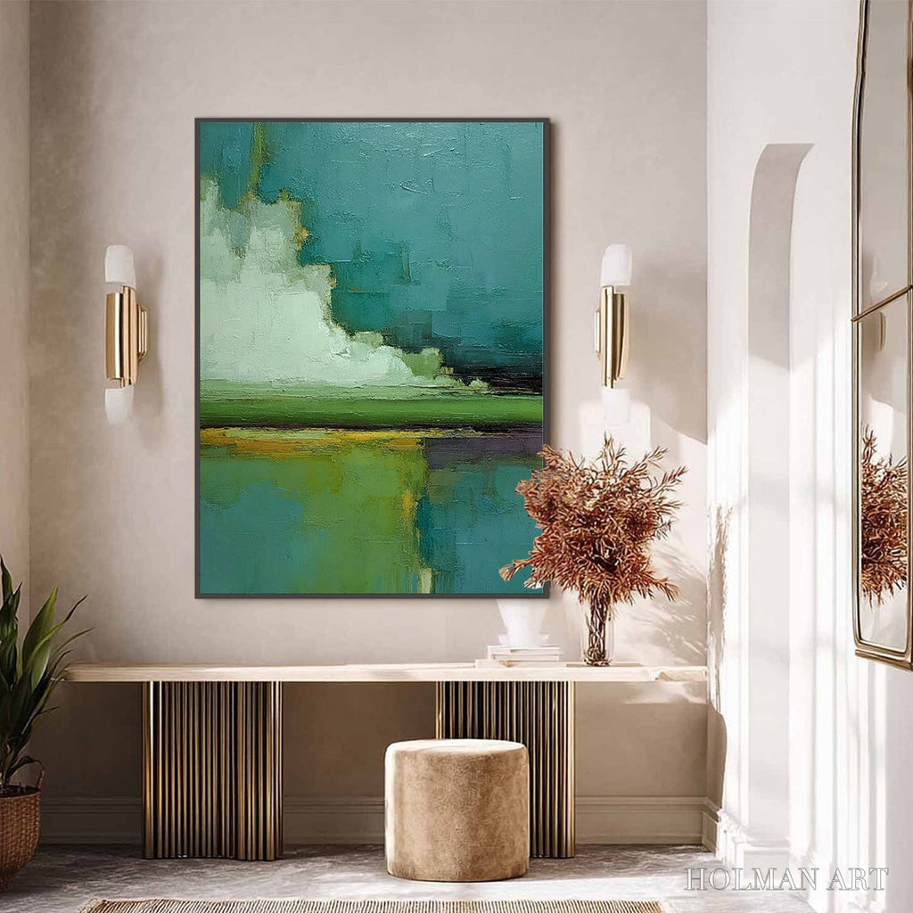 HOLMAN ART Verdant Horizon – Vertical Textured Abstract Landscape Oil Painting - image 6