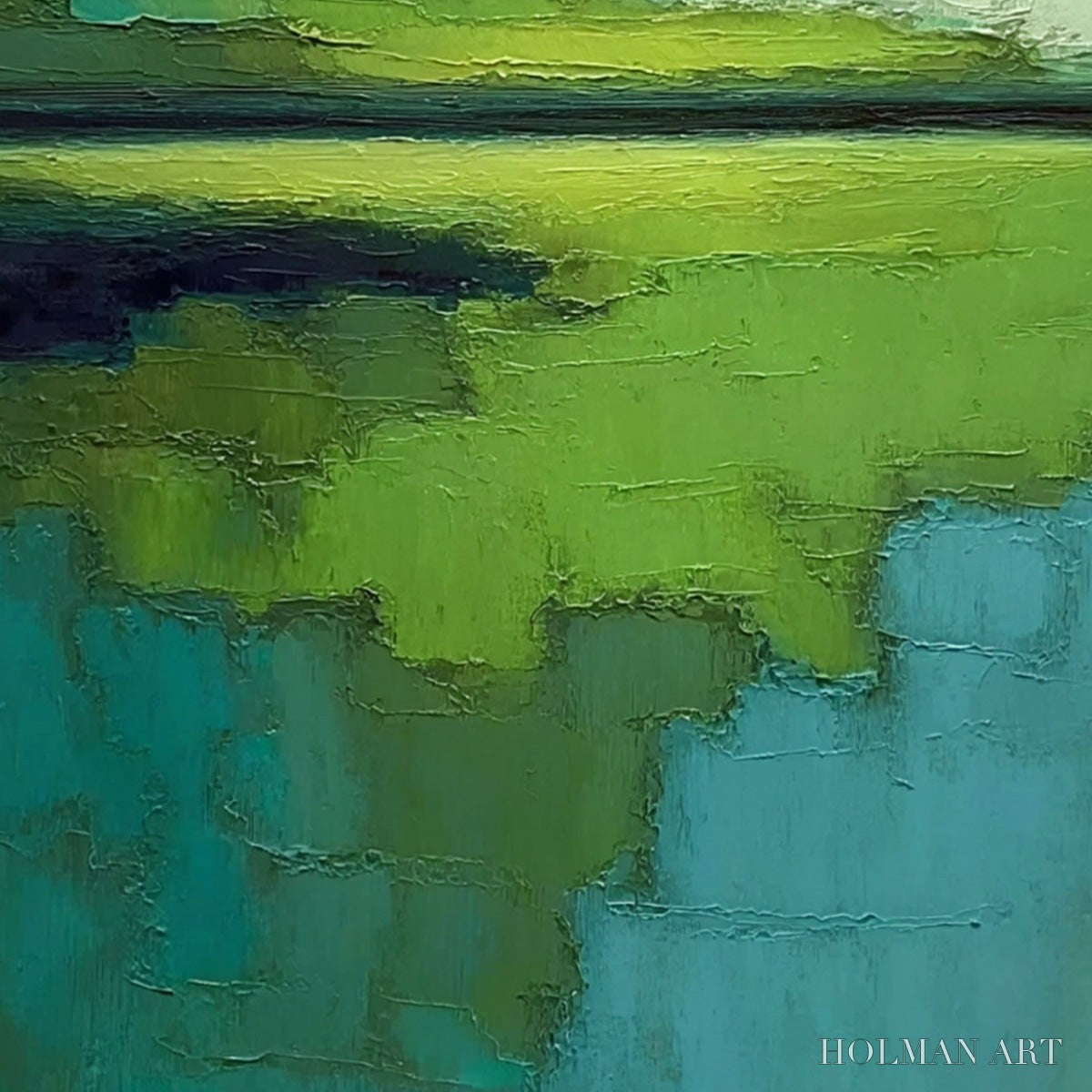 HOLMAN ART Verdant Horizon – Textured Abstract Green Landscape Painting - image 3