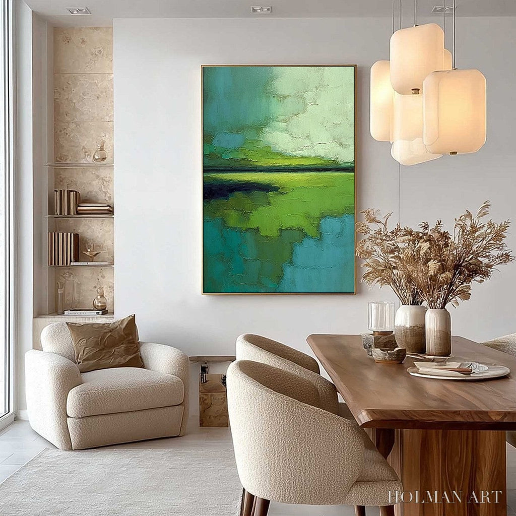 HOLMAN ART Verdant Horizon – Textured Abstract Green Landscape Painting - image 4