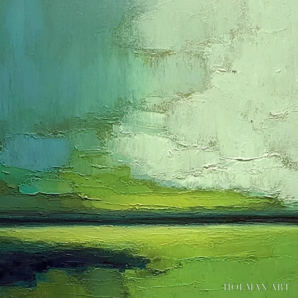 HOLMAN ART Verdant Horizon – Textured Abstract Green Landscape Painting - image 5
