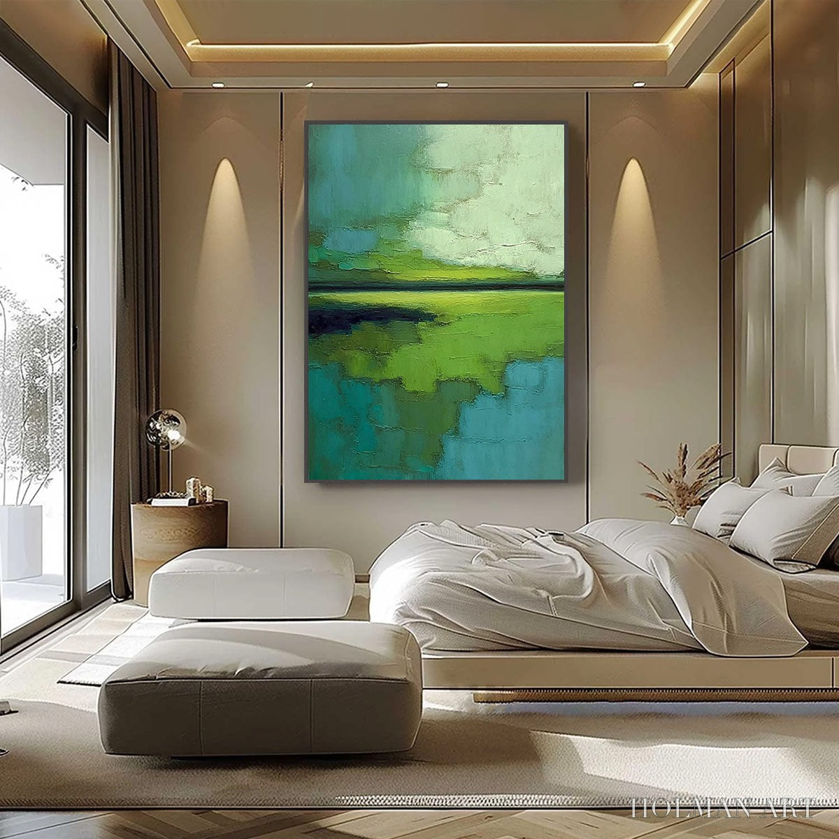 HOLMAN ART Verdant Horizon – Textured Abstract Green Landscape Painting - image 6