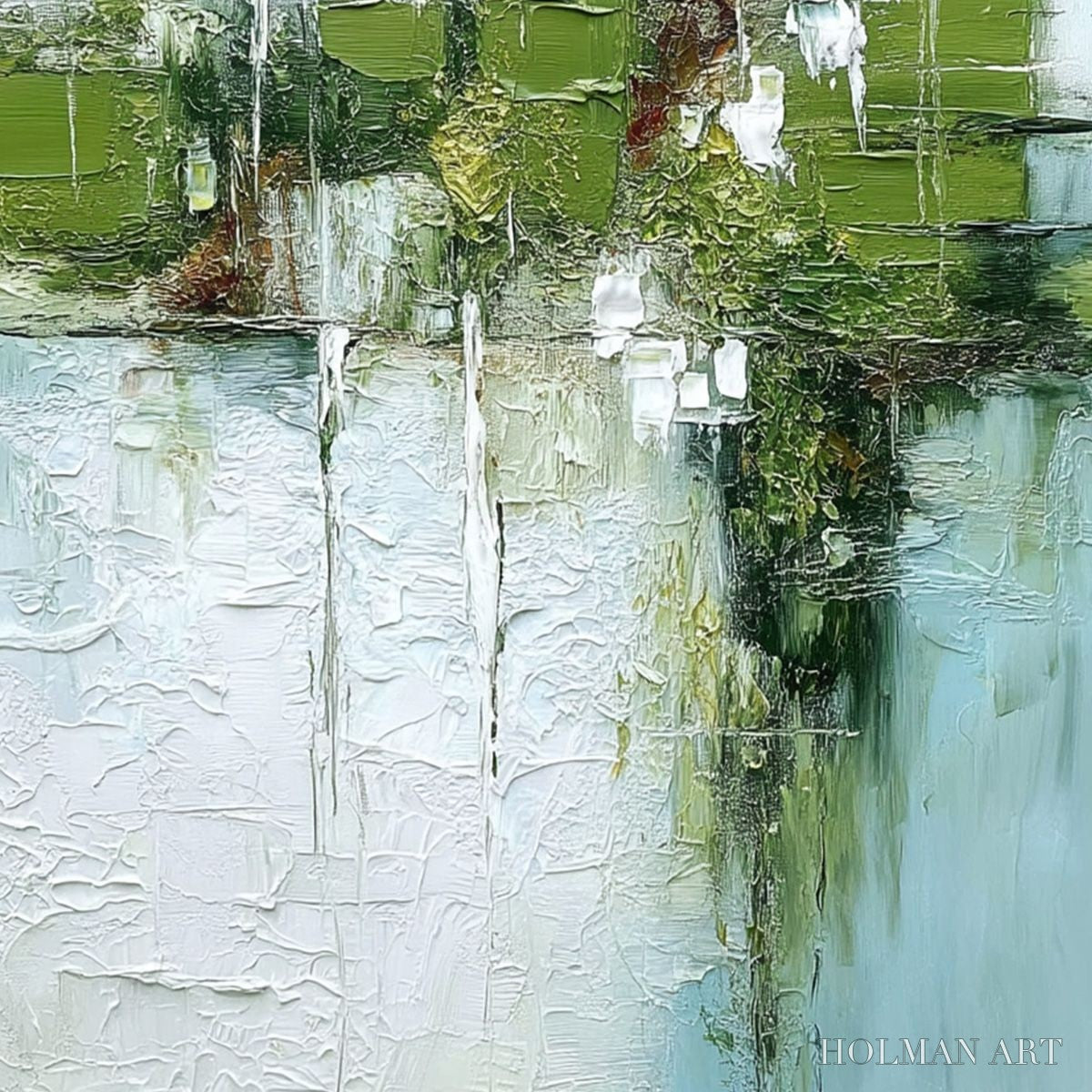 HOLMAN ART Verdant Echo | Green Abstract Textured Oil Painting for Wall - image 5