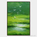 HOLMAN ART Verdant Flight – Textured Green Landscape Painting of a Serene Marsh - image 1