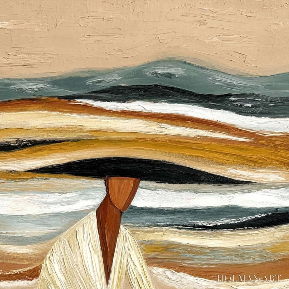 HOLMAN ART Earthen Repose – Textured Abstract Figurative Painting for Modern Decor - image 3