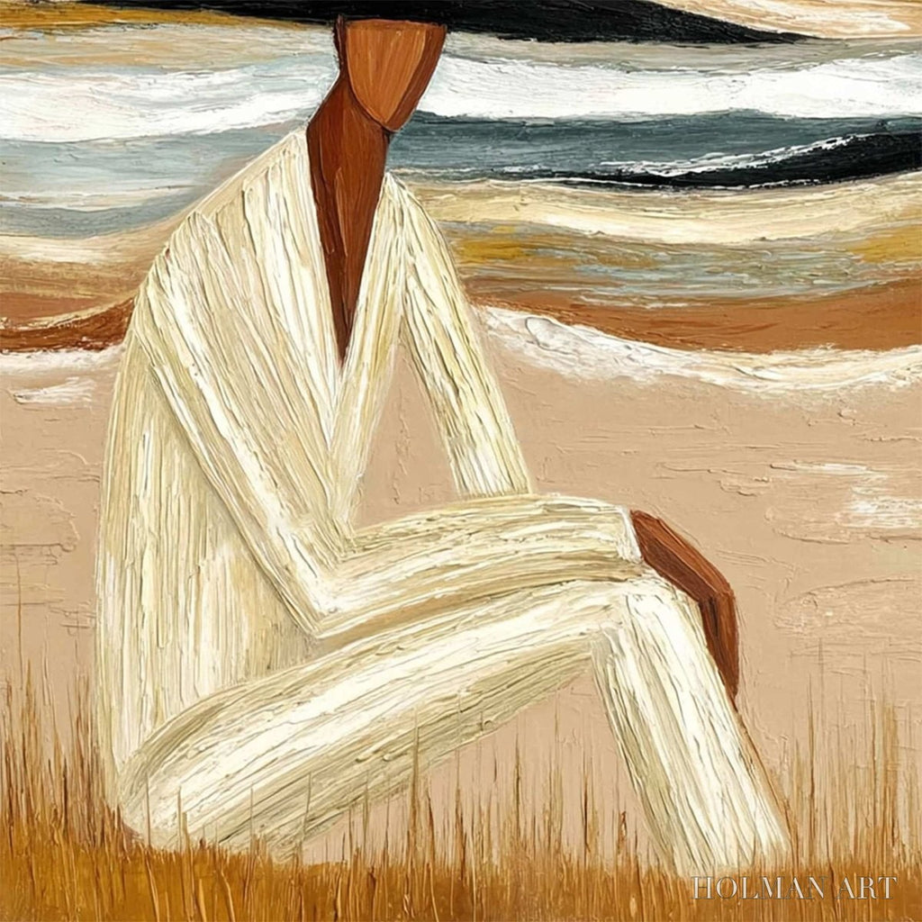 HOLMAN ART Earthen Repose – Textured Abstract Figurative Painting for Modern Decor - image 5