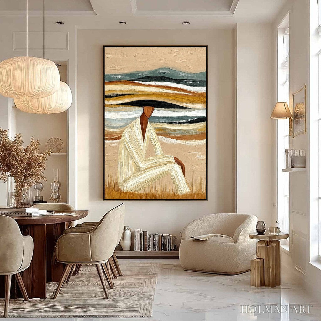 HOLMAN ART Earthen Repose – Textured Abstract Figurative Painting for Modern Decor - image 6