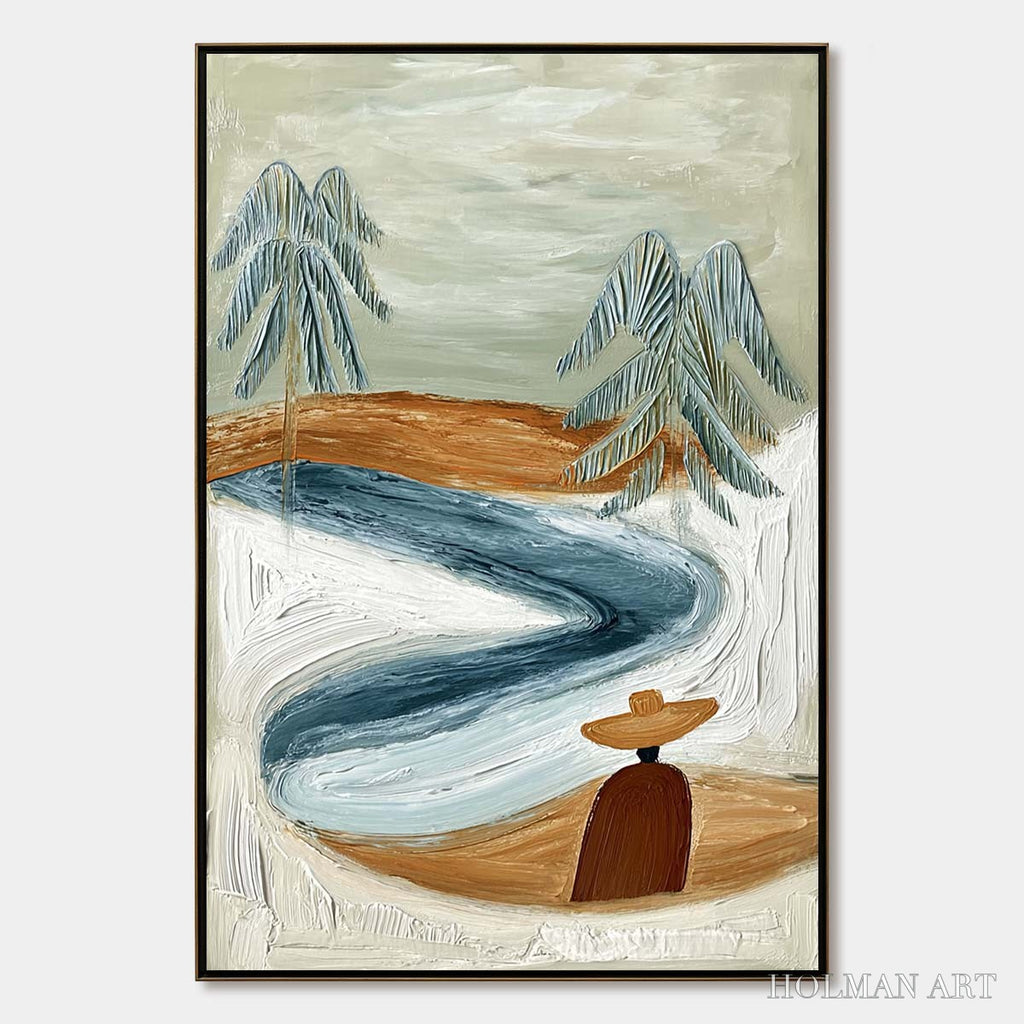 HOLMAN ART Coastal Reverie – Textured Wabi Sabi Coastal Landscape Painting - image 1