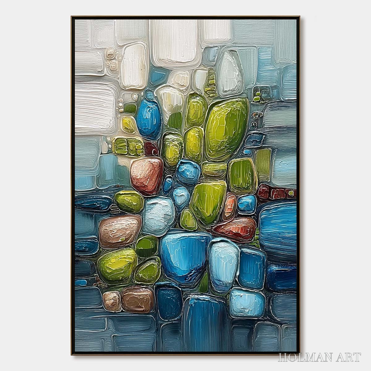 HOLMAN ART Riverbed Gems – Textured Vertical Abstract Impasto - image 1