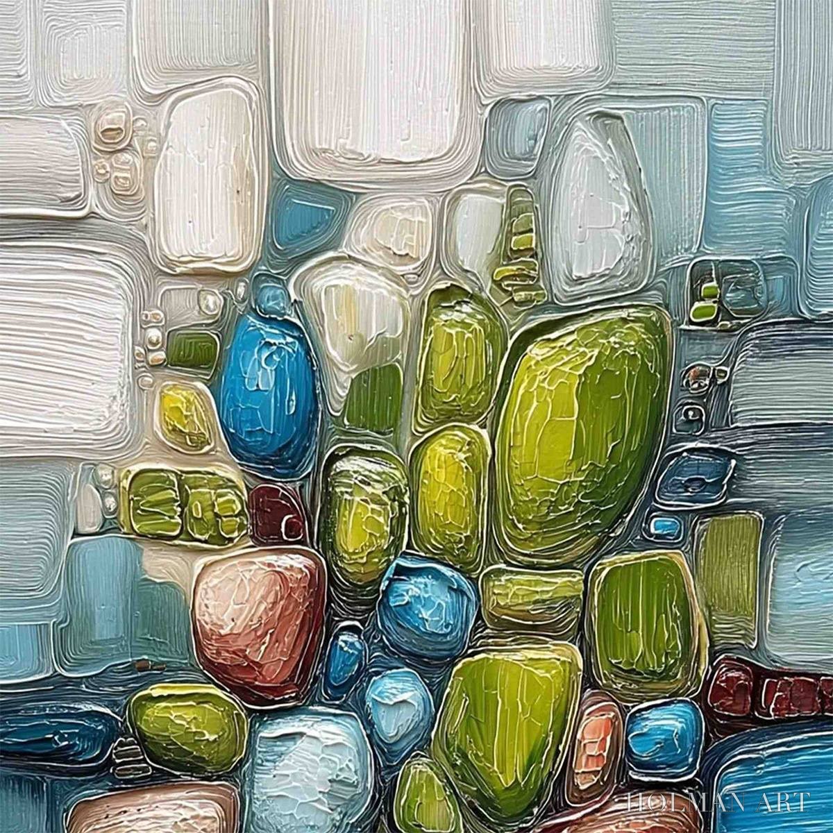 HOLMAN ART Riverbed Gems – Textured Vertical Abstract Impasto - image 3