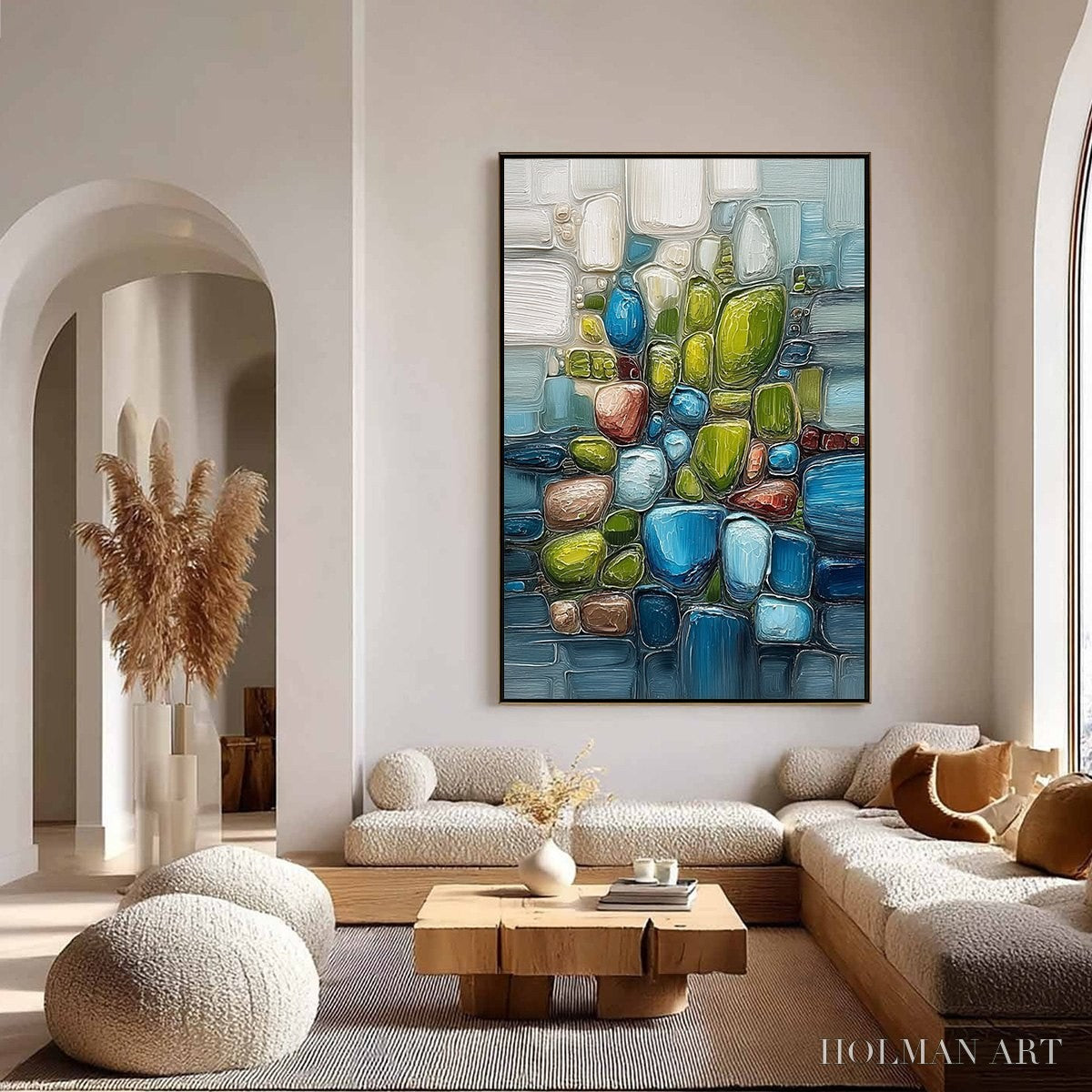 HOLMAN ART Riverbed Gems – Textured Vertical Abstract Impasto - image 4