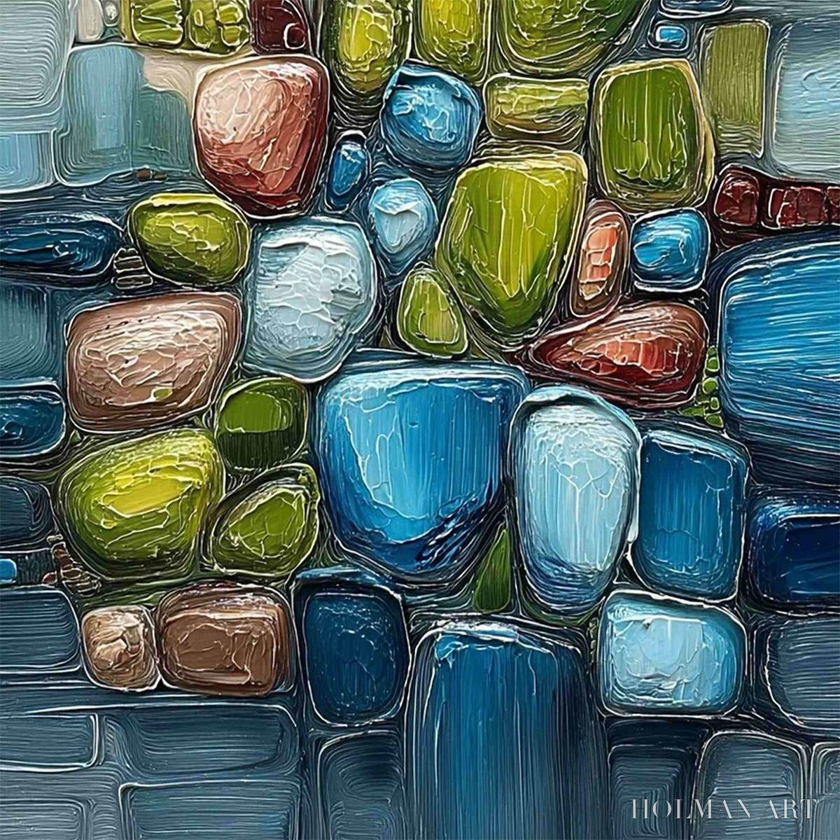 HOLMAN ART Riverbed Gems – Textured Vertical Abstract Impasto - image 5