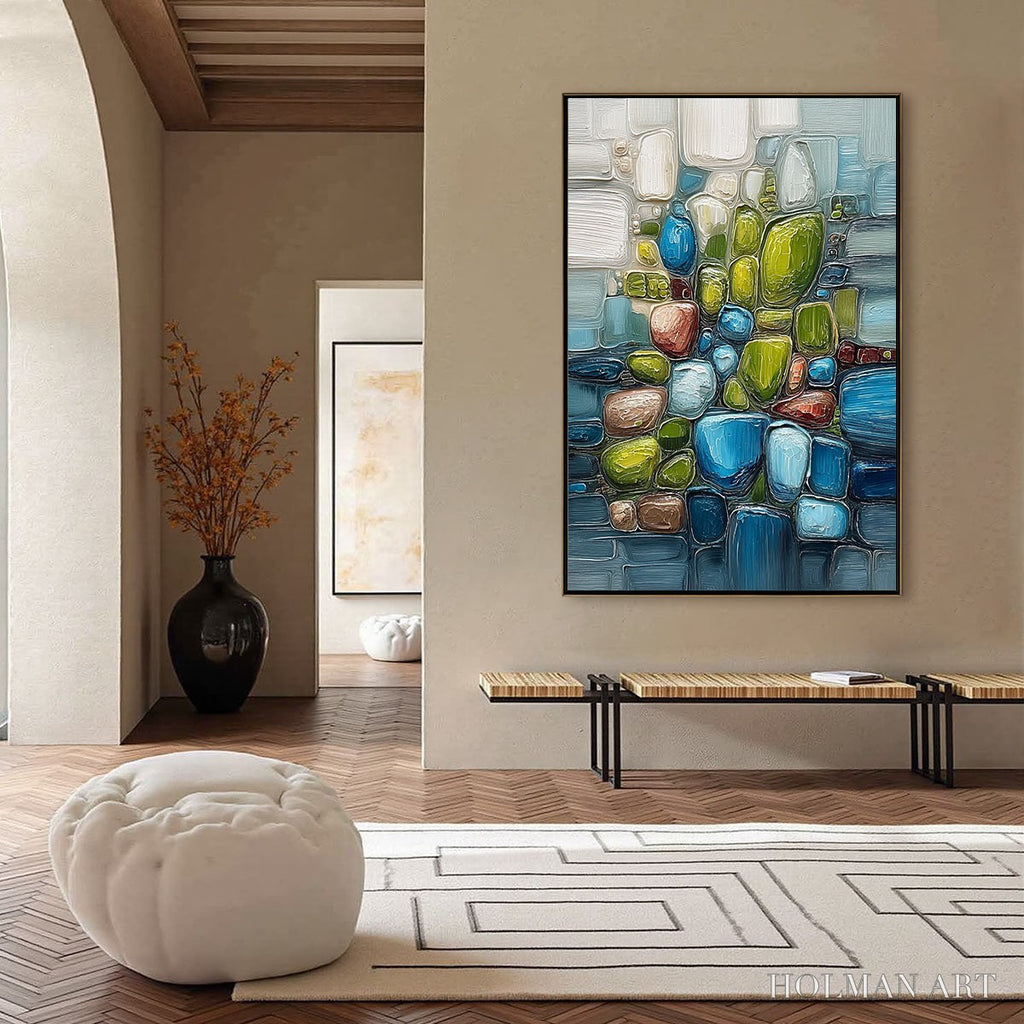 HOLMAN ART Riverbed Gems – Textured Vertical Abstract Impasto - image 6
