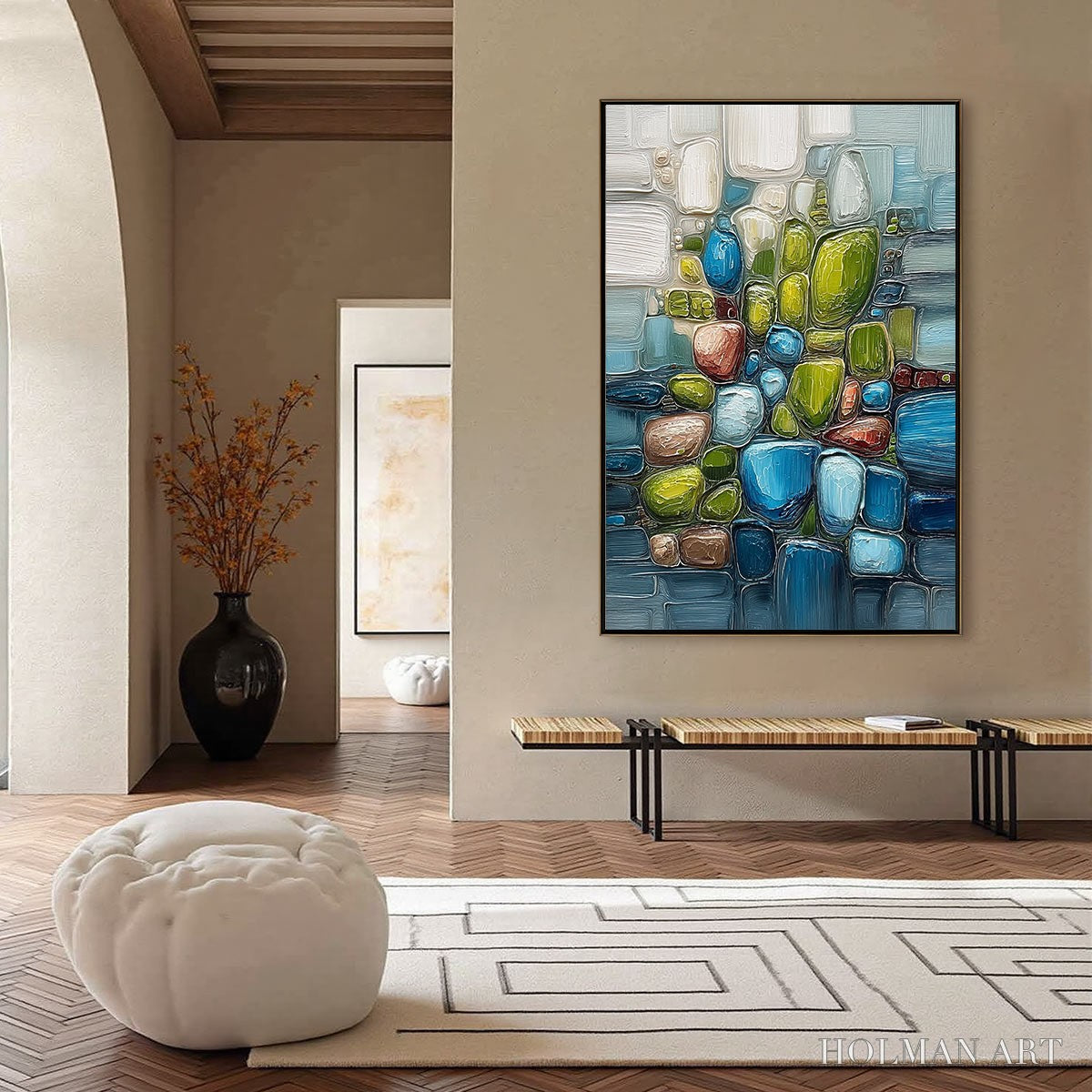 HOLMAN ART Riverbed Gems – Textured Vertical Abstract Impasto - image 6