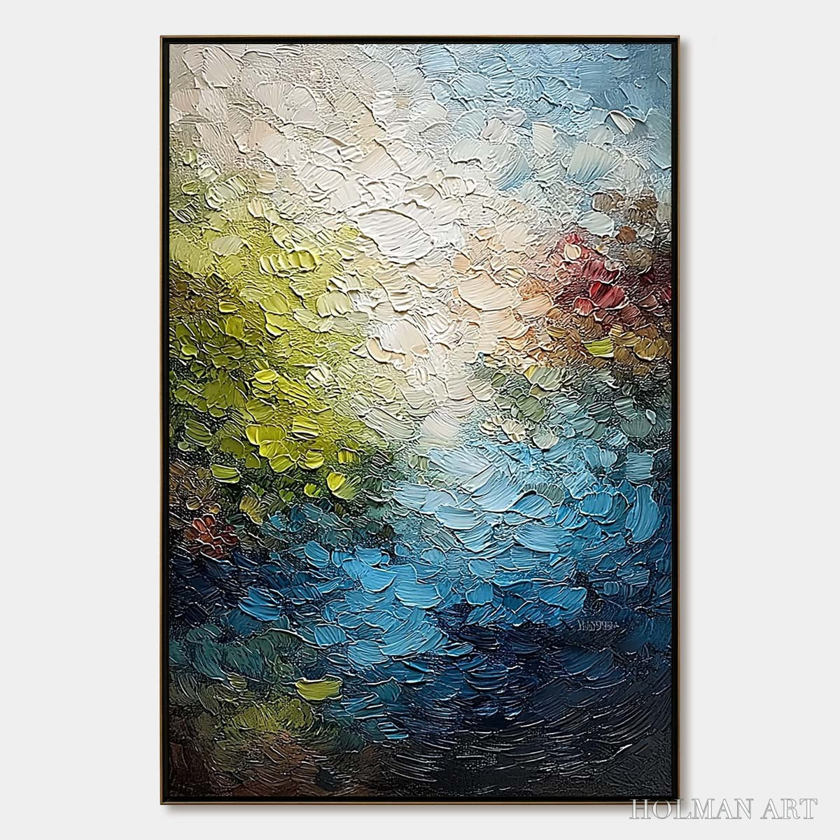 HOLMAN ART Lakeside Reverie – Textured Abstract Landscape Impasto Oil Painting - image 1