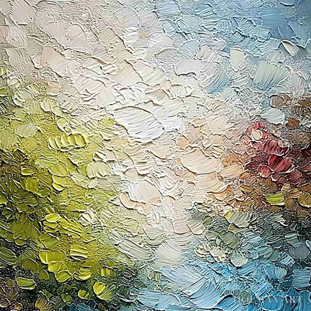 HOLMAN ART Lakeside Reverie – Textured Abstract Landscape Impasto Oil Painting - image 5