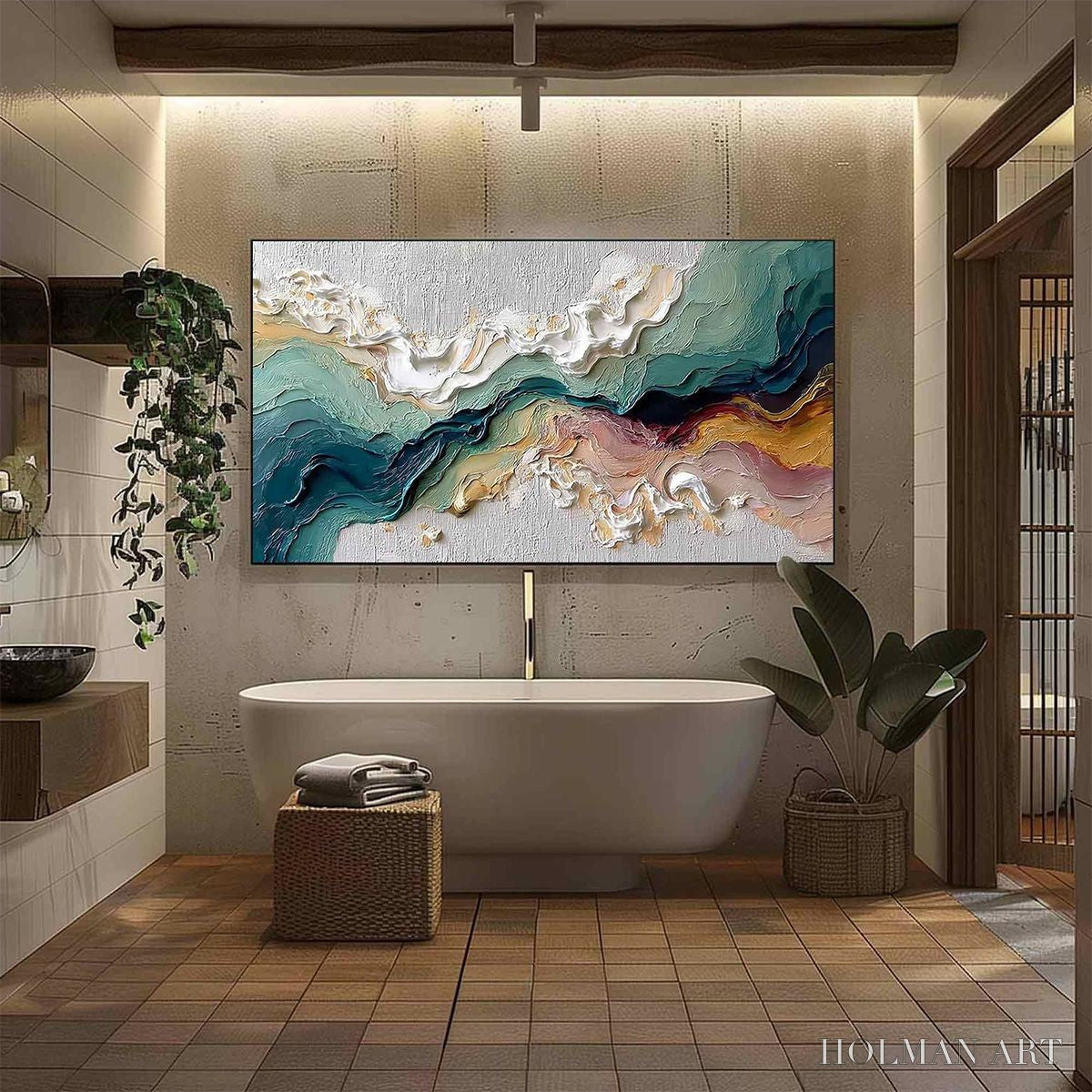 HOLMAN ART Terraflux – Large Abstract Landscape Heavy Texture Palette Knife Painting - image 6