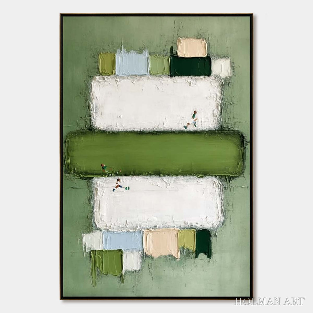 HOLMAN ART Greenfield Arena – Textured Abstract Sports Painting with Minimalist Green Tones - image 1
