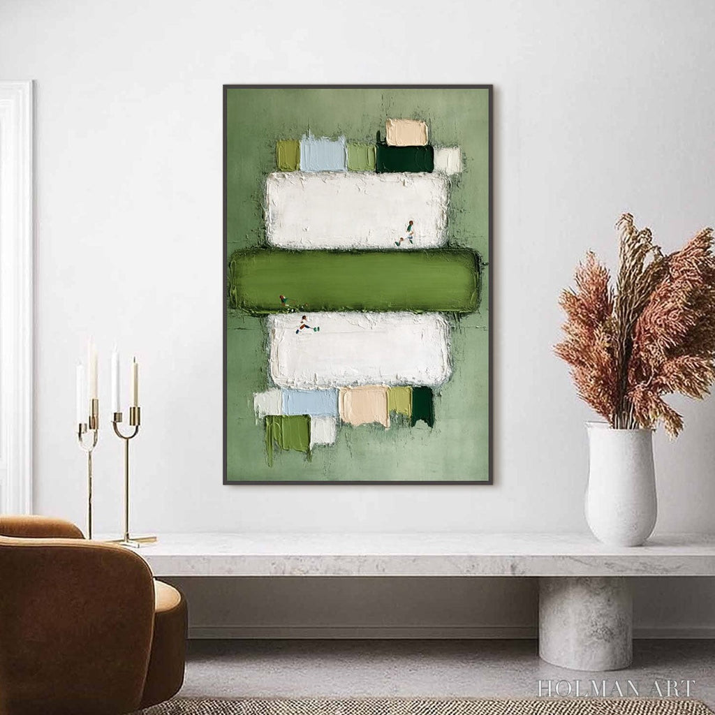 HOLMAN ART Greenfield Arena – Textured Abstract Sports Painting with Minimalist Green Tones - image 2