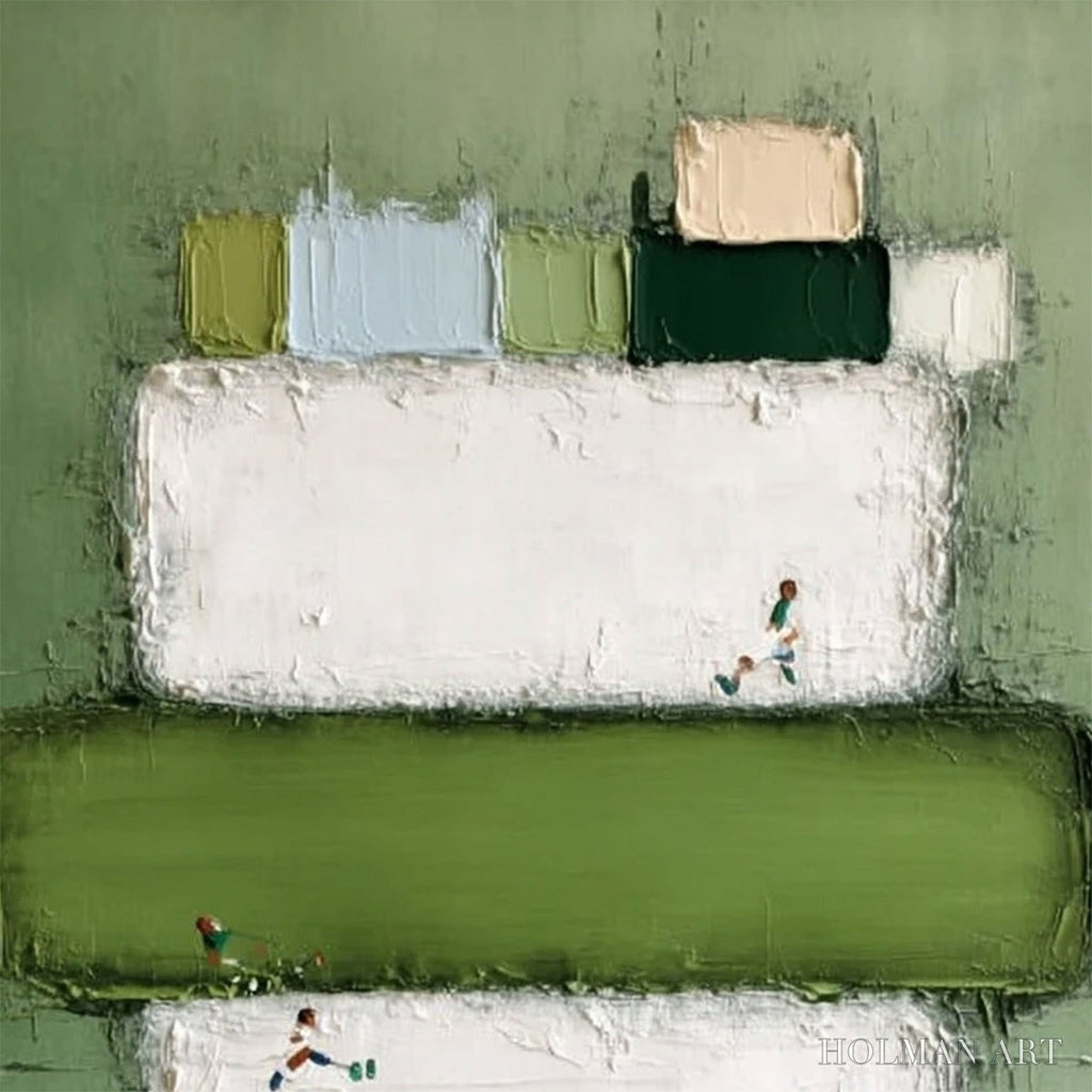 HOLMAN ART Greenfield Arena – Textured Abstract Sports Painting with Minimalist Green Tones - image 3