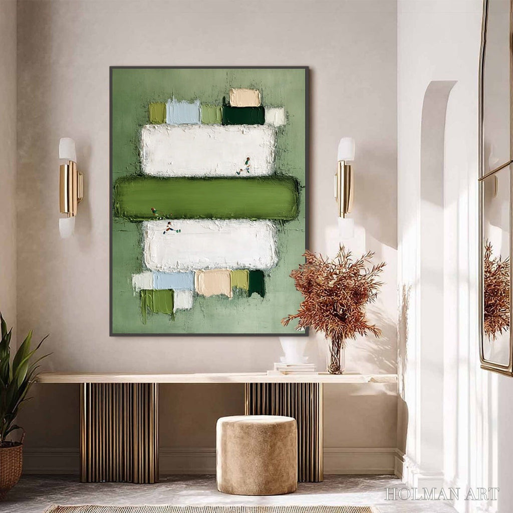 HOLMAN ART Greenfield Arena – Textured Abstract Sports Painting with Minimalist Green Tones - image 4