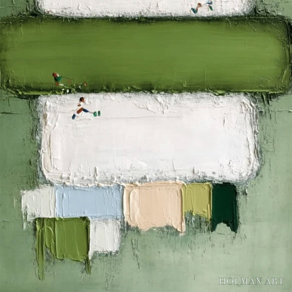 HOLMAN ART Greenfield Arena – Textured Abstract Sports Painting with Minimalist Green Tones - image 5